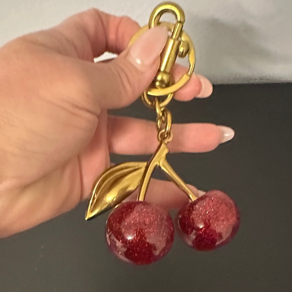 Gold and Red Cherry Keychain Bag Charm. NWOT. No Scratches. - Picture 3 of 5